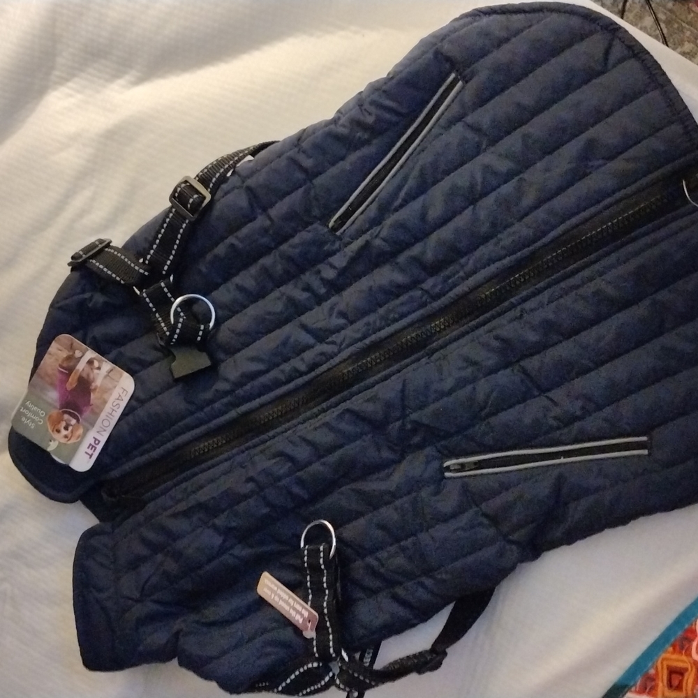 NWT Fashion Pet Navy Color Harness Coat Size Large